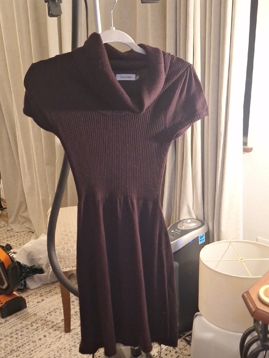 Calvin Klein Dresses & Skirts - Calvin Klein Ribbed Cowl Neck Dress in Deep Wine